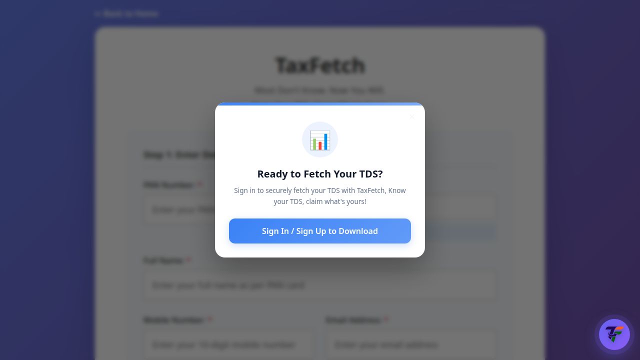 Screenshot of the TDS Fetch tool